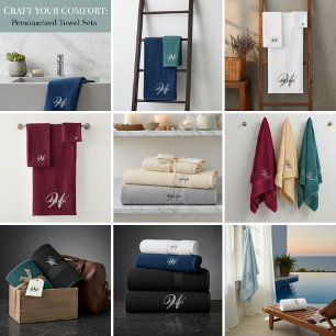 Create Your Own Monogram Color Match Teal  Bath Towel Set