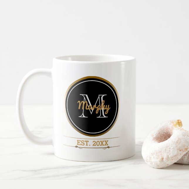 Create Your Own Monogram | Family Established Year Coffee Mug (With Donut)
