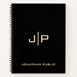 Create Your Own Monogram Gold &amp; Black Template Notebook