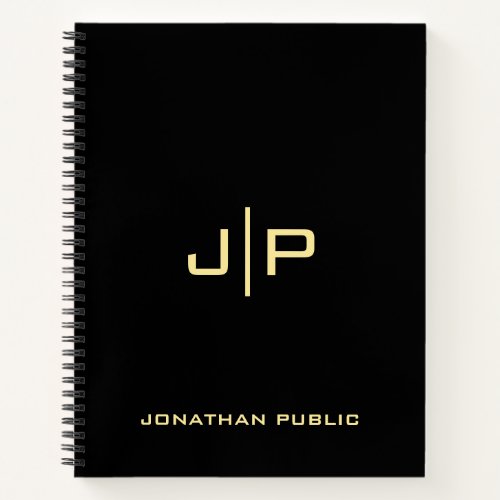 Create Your Own Monogram Gold  Black Template Notebook