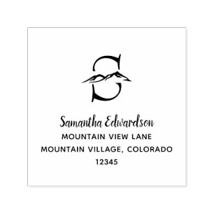 Create your own monogram mountain return address self-inking stamp