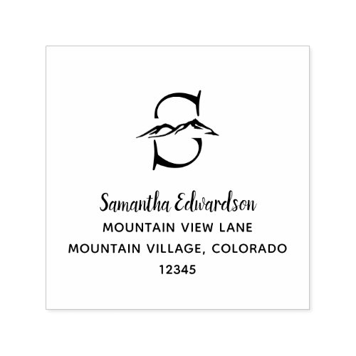 Create your own monogram mountain return address self_inking stamp