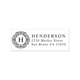 Create Your Own Monogram & Name Return Address Rubber Stamp