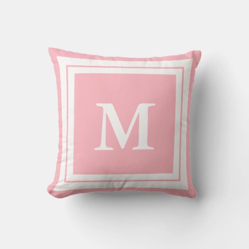 Create Your Own Monogram Pale Pink and White Throw Pillow