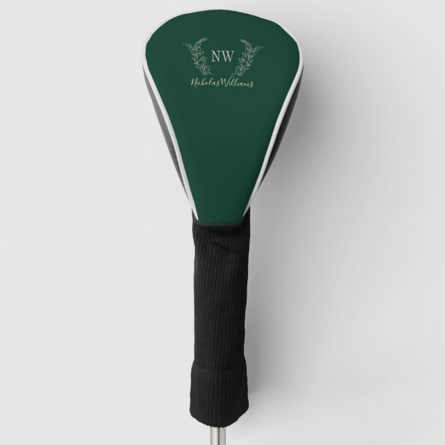 Create your own monogram personalized dark green golf head cover (Front)