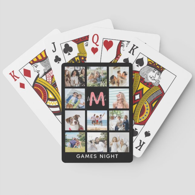 Create Your Own Monogram Photo Collage Poker Cards (Back)