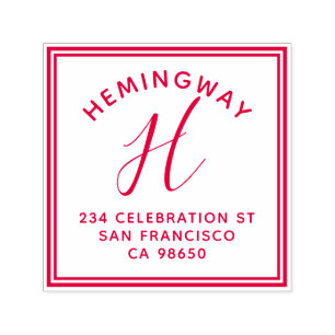 Create Your Own Monogram Script Return Address Self-inking Stamp