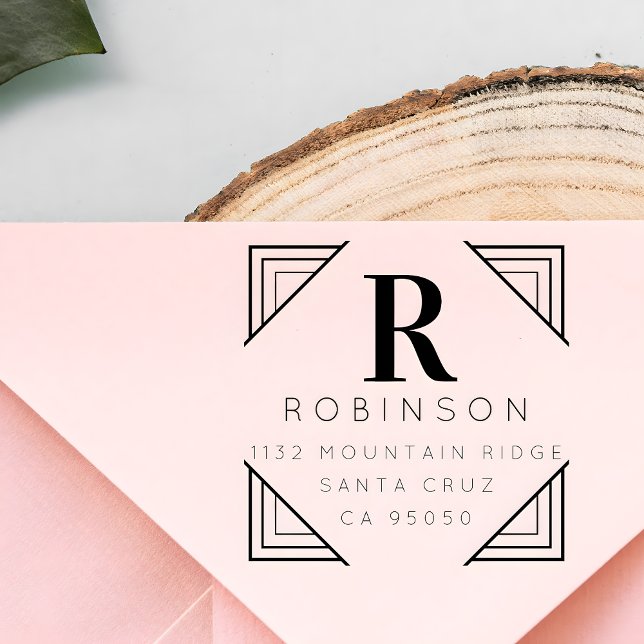 Create Your Own Monogram Surname Return Address Rubber Stamp (Creator Uploaded)