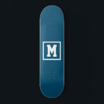 Create Your Own Monogram Template Blue and White Skateboard<br><div class="desc">Create Your Own Monogram Template Blue and White skateboard. Easily add the monogram initial in white color on a dark background. choose the deck type from the options menu.</div>