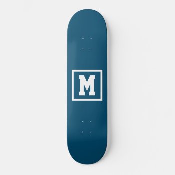 Create Your Own Monogram Template Blue And White Skateboard by nadil2 at Zazzle
