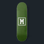 Create Your Own Monogram Template Green and White Skateboard<br><div class="desc">Create Your Own Monogram Template Green and White skateboard. Easily add the monogram initial in white color on a dark background. choose the deck type from the options menu.</div>