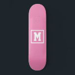 Create Your Own Monogram Template Pink and White Skateboard<br><div class="desc">Create Your Own Monogram Template Pink and White skateboard. Easily add the monogram initial in white color on a dark background. choose the deck type from the options menu.</div>