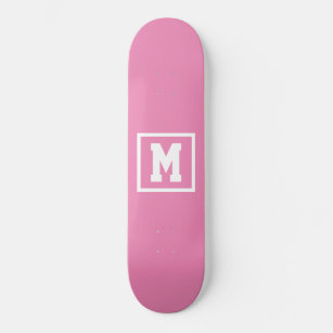 Create Your Own Monogram Template Pink and White Skateboard