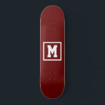 Create Your Own Monogram Template Red and White Skateboard<br><div class="desc">Create Your Own Monogram Template Red and White skateboard. Easily add the monogram initial in white color on a dark background. choose the deck type from the options menu.</div>