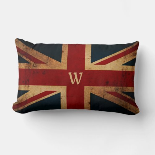 Create Your Own Monogram Union Jack Lumbar Pillow