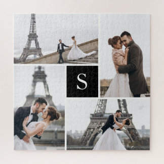 Create Your Own Monogrammed 4-Photo Collage Jigsaw Puzzle