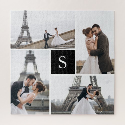 Create Your Own Monogrammed 4_Photo Collage Jigsaw Puzzle