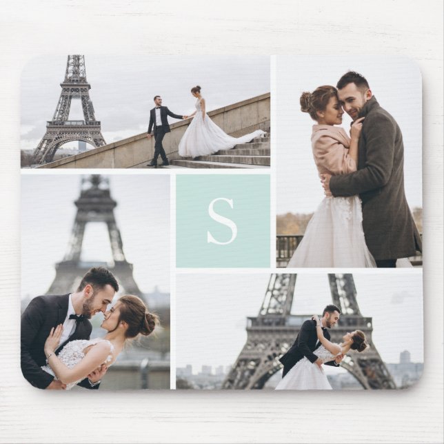 Create Your Own Monogrammed 4-Photo Collage Mouse Pad (Front)