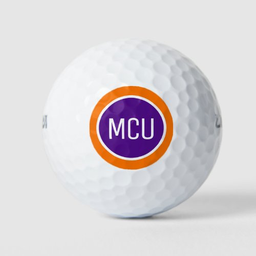 Create Your Own Monogrammed Initials Orange Purple Golf Balls