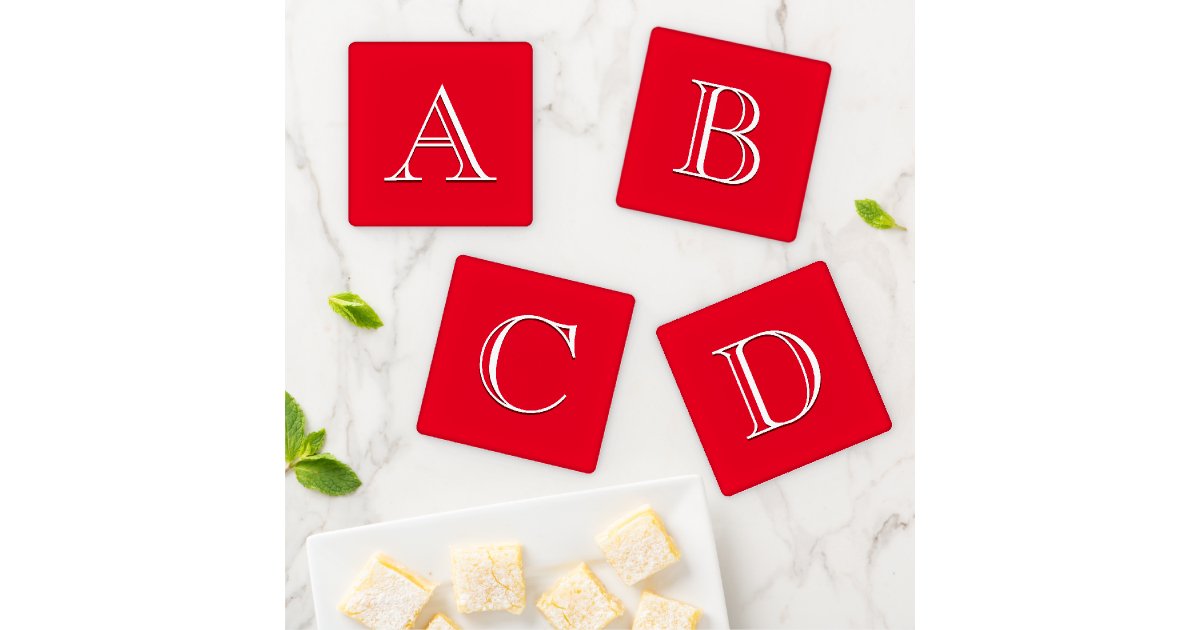 Intials Red Create Your Own Monogrammed Initials Red & White Coaster Set | Zazzle