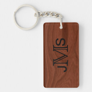 Create Your Own Monogrammed Initials Rustic Wood Keychain
