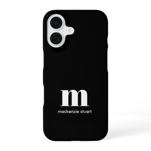 Create Your Own Monogrammed Modern Initials Black iPhone 16 Case