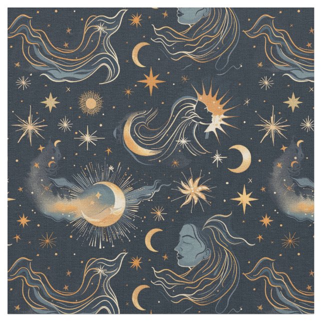 Create Your Own Moon Goddess Celestial Fabric (Close Up)