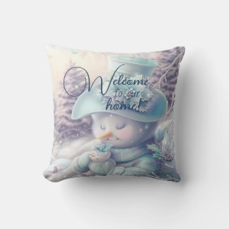 Create Your Own Mother & Baby Snowman Throw Pillow