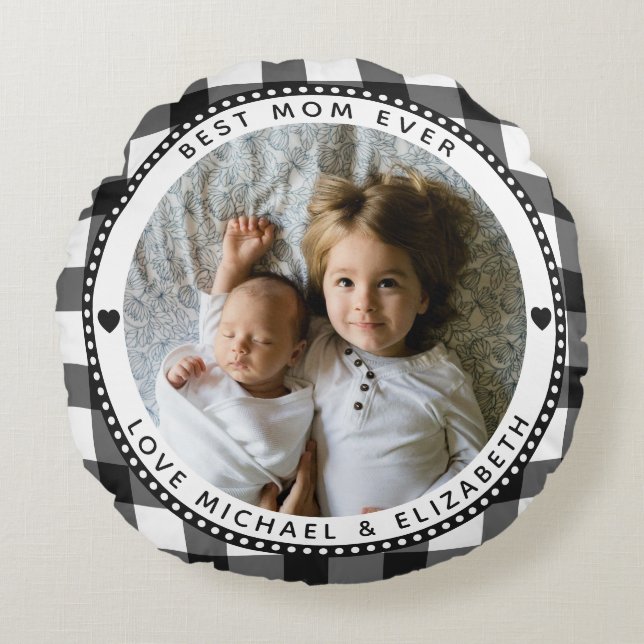 Create Your Own Mother's Day Best Mom Ever Photo Round Pillow (Front)