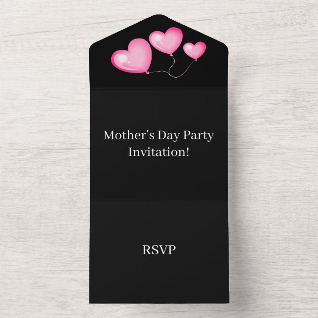 Create Your Own Mother's Day Party RSVP Black  All In One Invitation (Inside)