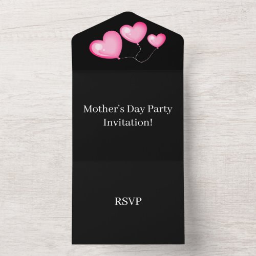 Create Your Own Mothers Day Party RSVP Black  All In One Invitation
