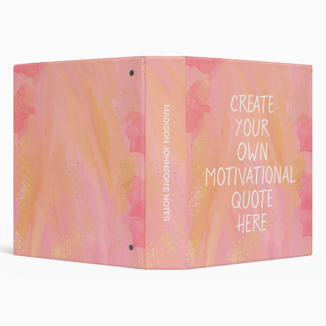 Create Your Own Motivational Quote Back To School 3 Ring Binder (Background)
