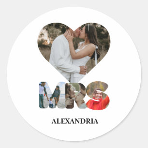 Create your own Mr and Mrs photo Matching couple Classic Round Sticker