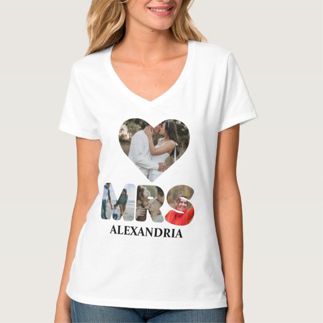 Create your own Mr and Mrs photo Matching couple T-Shirt (Front)