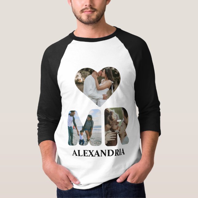 Create your own Mr and Mrs photo Matching couple T-Shirt (Front)