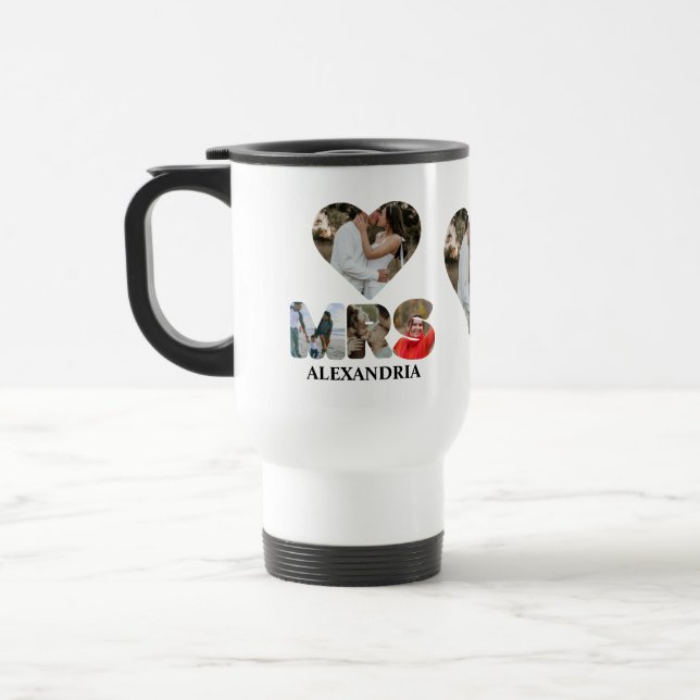 Create your own Mr and Mrs photo Matching couple Travel Mug (Left)