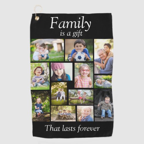 Create Your Own Multi Photo Collage Black  Golf Towel