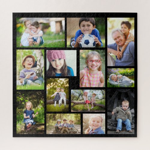 Create Your Own Multi Photo Collage Black  Jigsaw Puzzle