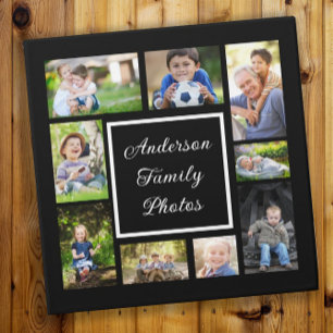 Create Your Own Multi Photo Collage Black Name 3 Ring Binder
