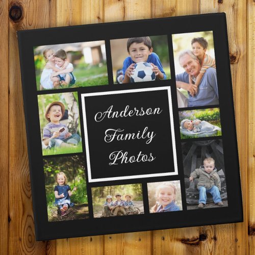 Create Your Own Multi Photo Collage Black Name  3 Ring Binder
