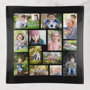 Create Your Own Multi Photo Collage Black  Trinket Tray