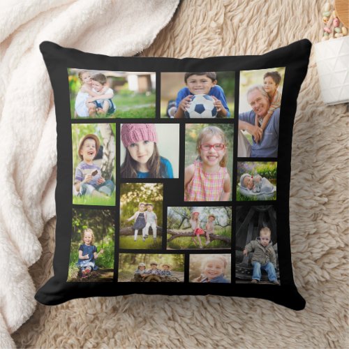 Create Your Own Multi Photo Collage Black White  Throw Pillow
