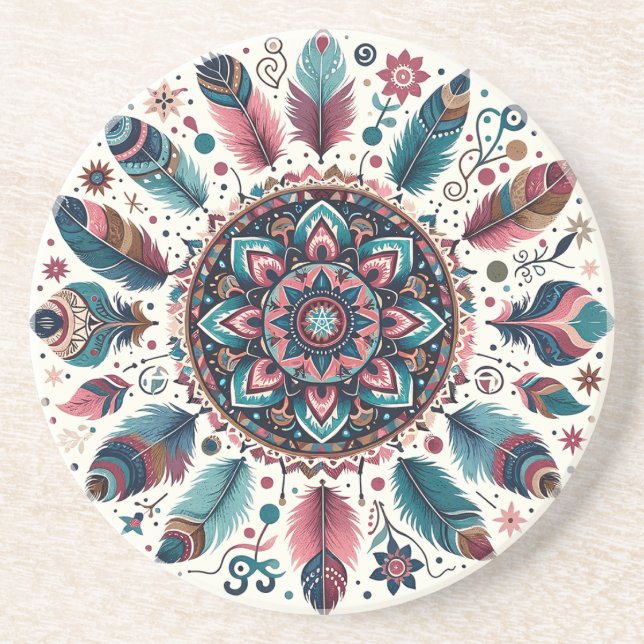 Create Your Own Multicolored Boho Mandala Coaster (Front)