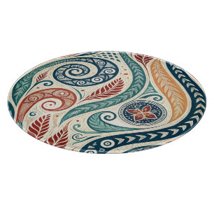 Create Your Own Multicolored Festive Tribal Cutting Board
