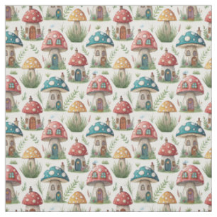 Create Your Own Multicolored Mushroom Fairy Houses Fabric