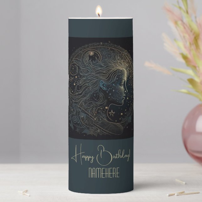 Create Your Own Mystical Astrology Aquarius Pillar Candle (In Situ)