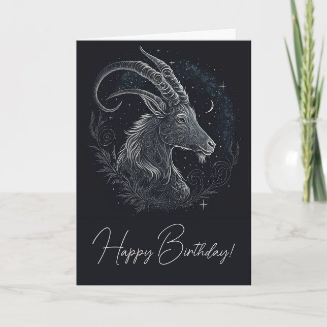 Create Your Own Mystical Astrology Capricorn Holiday Card (Front)