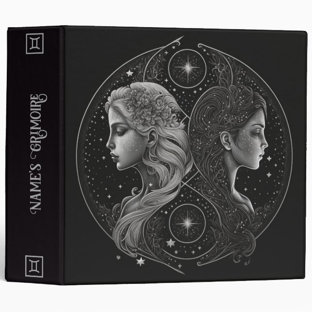 Create Your Own Mystical Astrology Gemini Zodiac 3 Ring Binder (Front/Spine)