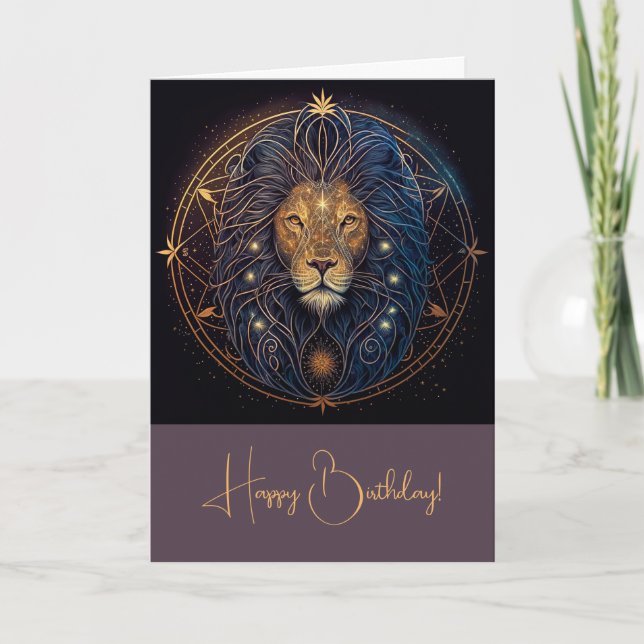 Create Your Own Mystical Astrology Leo Zodiac Holiday Card (Front)