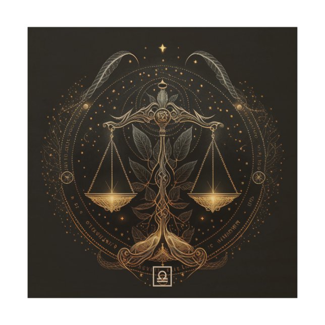 Create Your Own Mystical Astrology Libra  Wood Wall Art (Front)